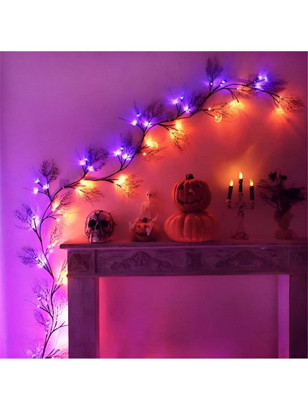 Halloween Decor Lights 8.86FT 72 LED Willow Vine Twig with Timer Battery